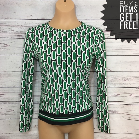 MICHAEL Michael Kors Tops - Michael Kors Green & Black Geometric Pattern Top